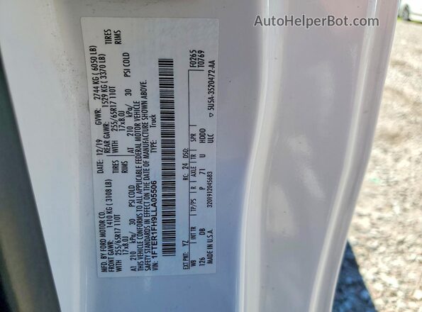 1FTER1FH9LLA05506 2020 FORD RANGER White ძრავის განყოფილების ხედი