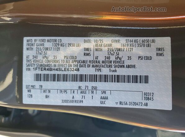 1FTER4BH4SLE63248 2025 FORD RANGER Tan Вид підкапотного простору