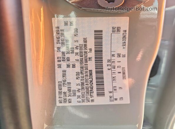 1FTER4EH2NLD39608 2022 FORD RANGER Gray Widok naklejki z numerem VIN