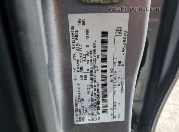 1FTER4EH6MLD81973 2021 FORD RANGER Silver Widok naklejki z numerem VIN
