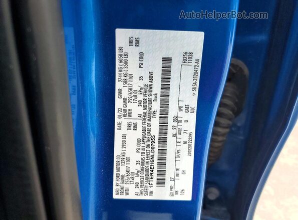 1FTER4EH6NLD07955 2022 FORD RANGER Blue Շարժիչի բաժամունքի տեսք