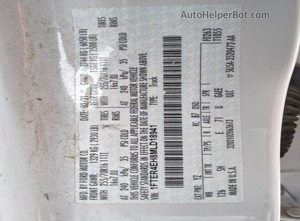 1FTER4EH8MLD18941 2021 FORD RANGER White Շարժիչի բաժամունքի տեսք