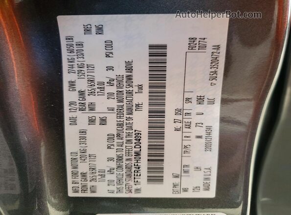 1FTER4FH0MLD04997 2021 FORD OTHER Gray VIN կոդի պիտակի տեսք