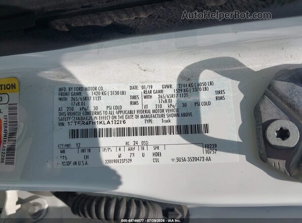 1FTER4FH1KLA12286 2019 FORD RANGER Белый Вид подкапотного пространства