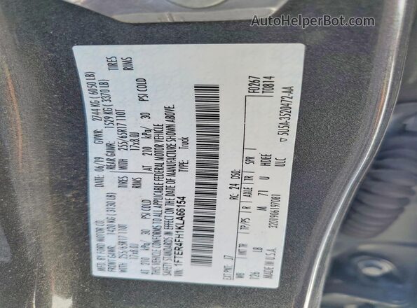1FTER4FH1KLA66154 2019 FORD RANGER Серый Вид подкапотного пространства