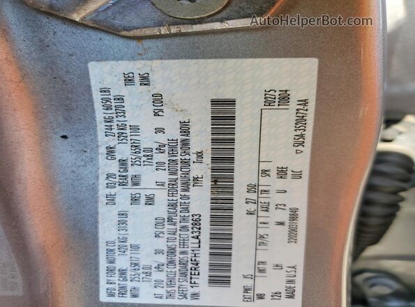 1FTER4FH1LLA32863 2020 FORD RANGER Silver Շարժիչի բաժամունքի տեսք