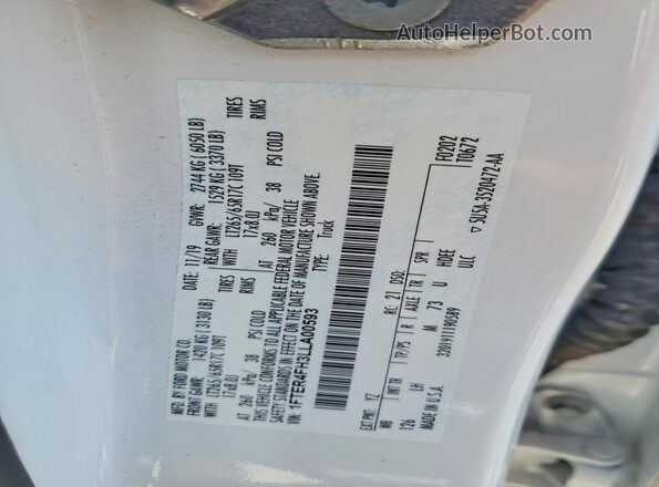 1FTER4FH3LLA00593 2020 FORD RANGER White Widok komory silnika