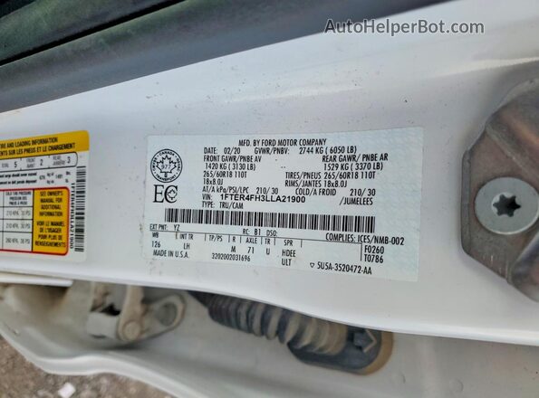 1FTER4FH3LLA21900 2020 FORD RANGER White Engine compartment view