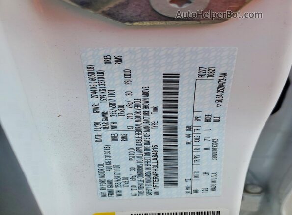 1FTER4FH3LLA84916 2020 FORD RANGER White Widok komory silnika