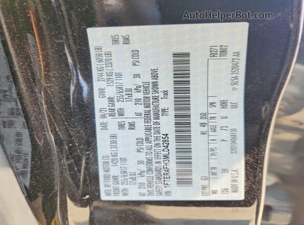 1FTER4FH3MLD42854 2021 FORD RANGER Black Widok komory silnika