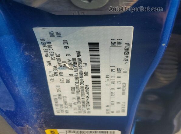 1FTER4FH4KLA19295 2019 FORD RANGER Blue Вид підкапотного простору