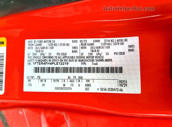 1FTER4FH4PLE12219 2023 FORD RANGER Red Vista del compartimento del motor