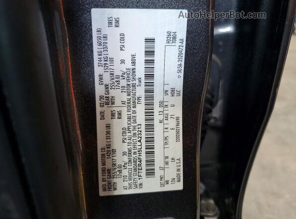 1FTER4FH5LLA23213 2020 FORD RANGER Charcoal Widok naklejki z numerem VIN