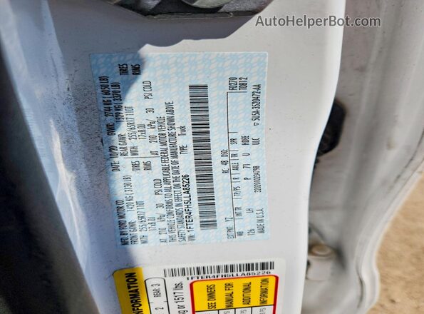 1FTER4FH5LLA85226 2020 FORD RANGER White Вид підкапотного простору