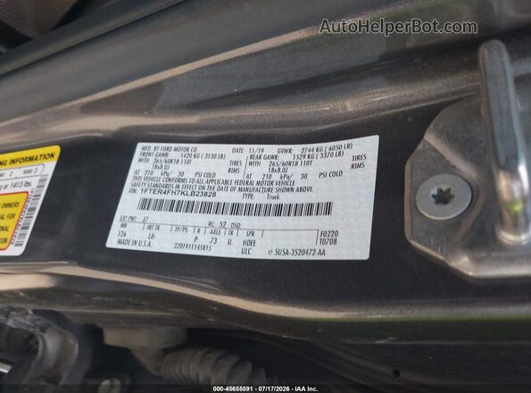 1FTER4FH7KLB23828 2019 FORD RANGER Gray Widok komory silnika