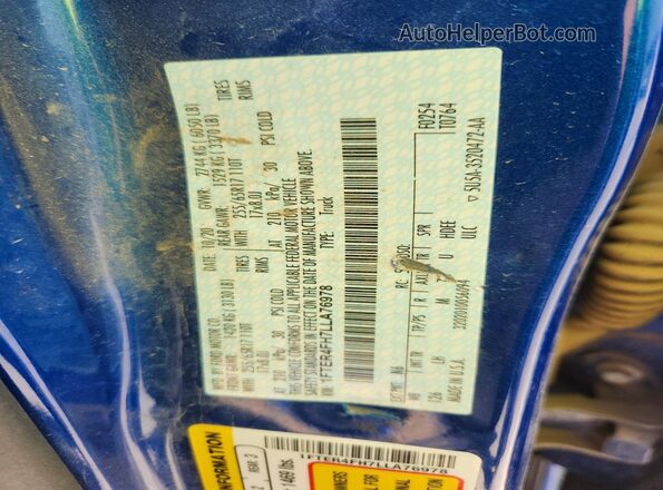 1FTER4FH7LLA76978 2020 FORD RANGER Blue Շարժիչի բաժամունքի տեսք