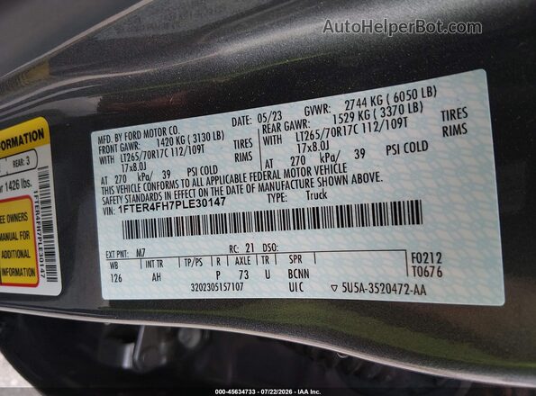1FTER4FH7PLE30147 2023 FORD RANGER Gray Вид підкапотного простору