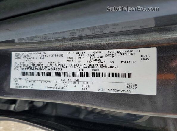 1FTER4FH9KLA65852 2019 FORD RANGER Charcoal Widok komory silnika