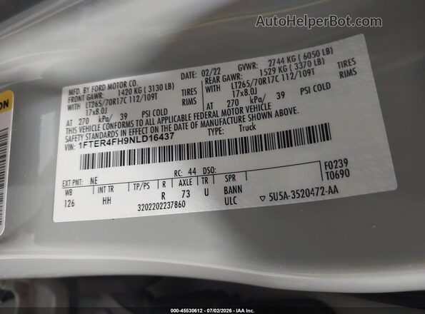 1FTER4FH9NLD16437 2022 FORD RANGER Серый Вид подкапотного пространства