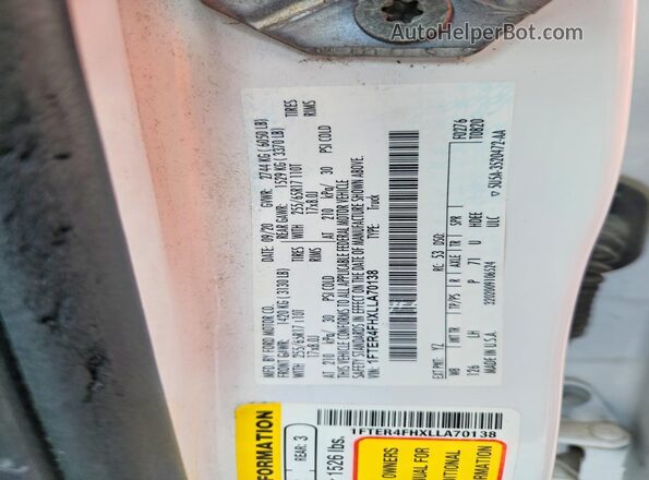 1FTER4FHXLLA70138 2020 FORD RANGER White Շարժիչի բաժամունքի տեսք