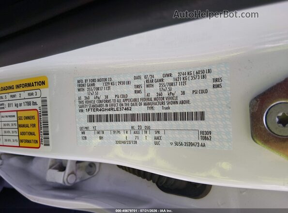 1FTER4GH4RLE37462 2024 FORD RANGER Белый Вид подкапотного пространства