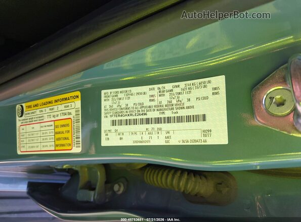1FTER4GHXRLE26496 2024 FORD RANGER Blue Вид підкапотного простору