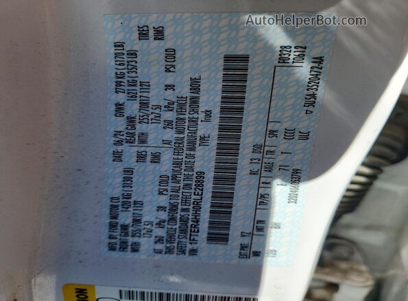 1FTER4HH0RLE28899 2024 FORD RANGER Белый Вид наклейки с VIN-кодом