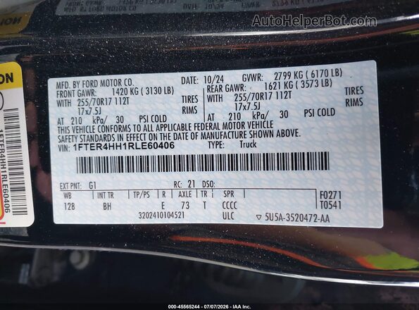 1FTER4HH1RLE60406 2024 FORD RANGER Черный Вид подкапотного пространства