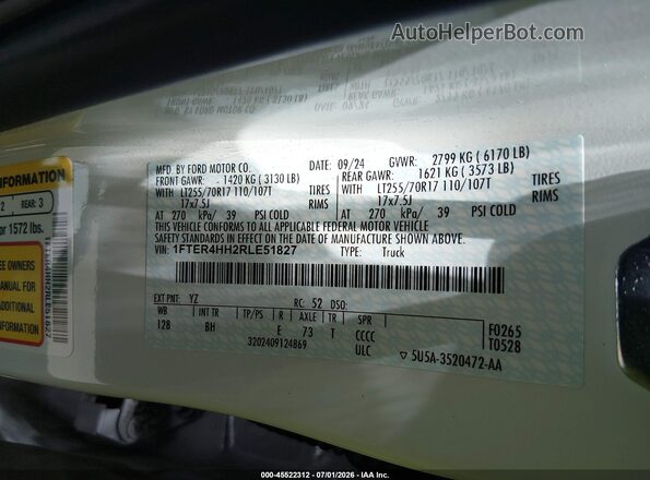 1FTER4HH2RLE51827 2024 FORD RANGER Белый Вид подкапотного пространства