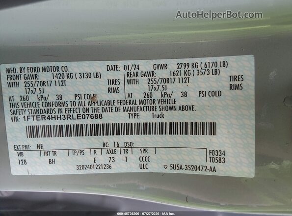 1FTER4HH3RLE07688 2024 FORD RANGER Green Widok komory silnika