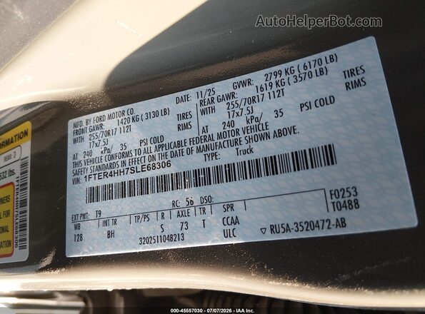 1FTER4HH7SLE68306 2025 FORD RANGER Brown Vista del compartimento del motor