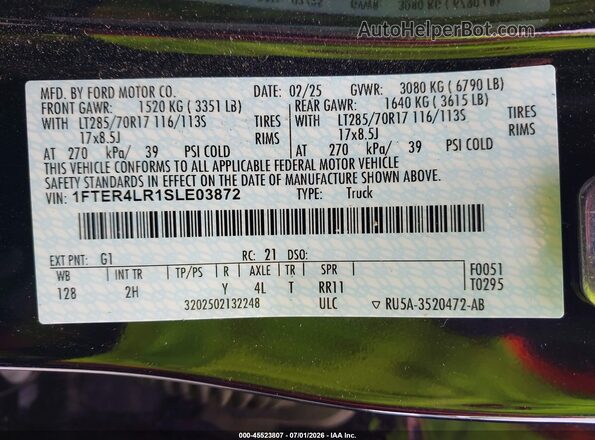 1FTER4LR1SLE03872 2025 FORD RANGER Черный Вид подкапотного пространства