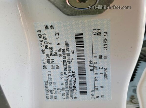 1FTER4PH0SLE03850 2025 FORD RANGER White Вид підкапотного простору