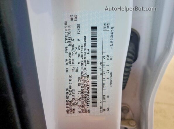 1FTER4PH4SLE14530 2025 FORD RANGER White Vista del compartimento del motor