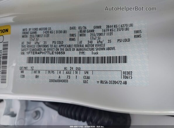 1FTER4PH7TLE10859 2026 FORD RANGER Белый Вид подкапотного пространства
