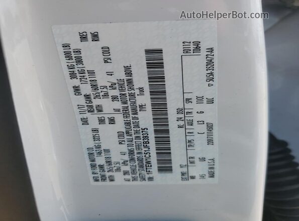 1FTEW1C51JFB39375 2018 FORD F150 White Вид підкапотного простору