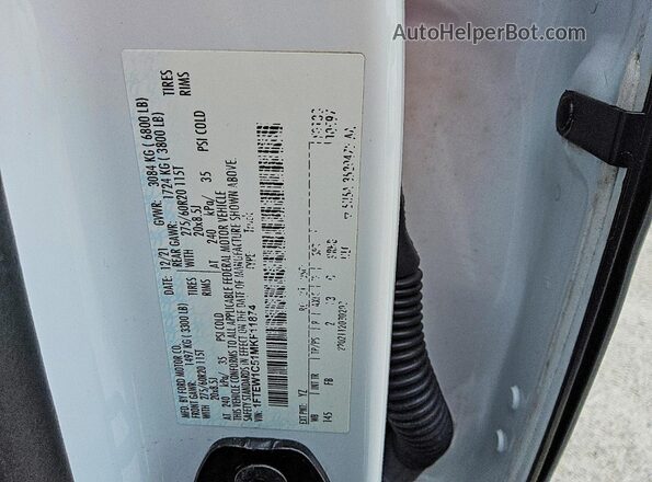 1FTEW1C51MKF11874 2021 FORD F150 Белый Вид подкапотного пространства