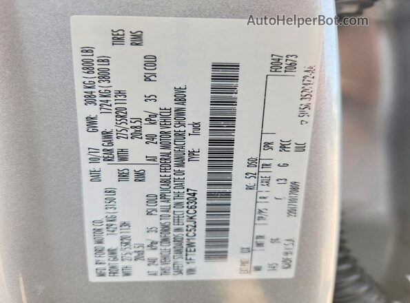 1FTEW1C52JKC63047 2018 FORD F150 Silver ძრავის განყოფილების ხედი