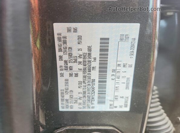 1FTEW1C52KKF10780 2019 FORD F150 Gray ძრავის განყოფილების ხედი