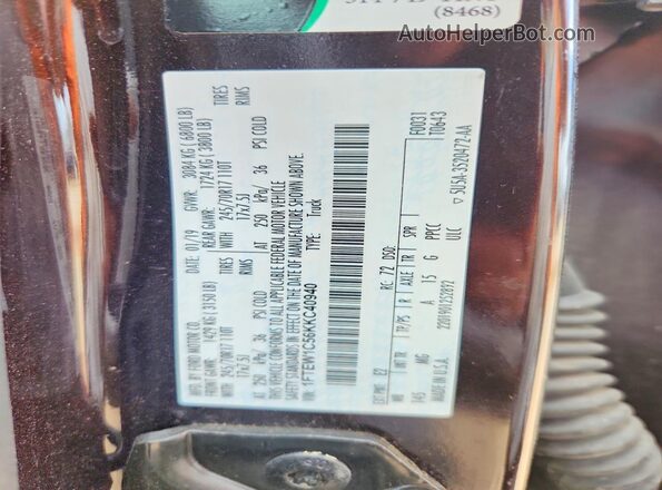 1FTEW1C56KKC40940 2019 FORD F150 Коричневый Вид наклейки с VIN-кодом