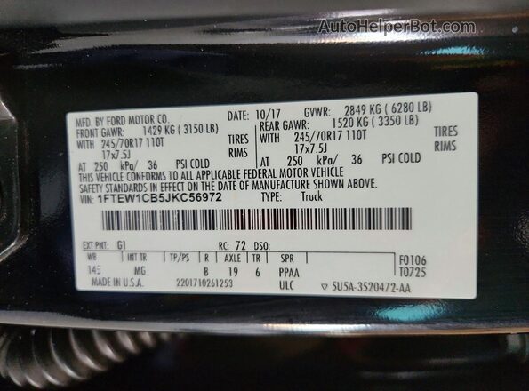1FTEW1CB5JKC56972 2018 FORD F150 Black Engine compartment view
