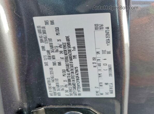 1FTEW1CF8GFA75675 2016 FORD F150 Серый Вид наклейки с VIN-кодом