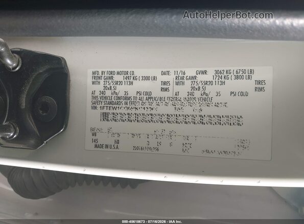 1FTEW1CG0HKC13064 2017 FORD F150 White ძრავის განყოფილების ხედი