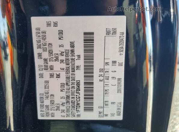 1FTEW1CG7JFB64993 2018 FORD F150 Black Շարժիչի բաժամունքի տեսք