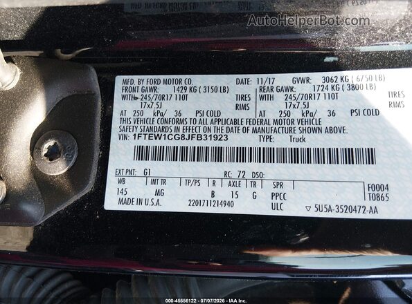 1FTEW1CG8JFB31923 2018 FORD F150 Black Вид підкапотного простору