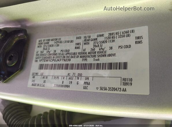 1FTEW1CP0JKF79239 2018 FORD F150 Silver ძრავის განყოფილების ხედი