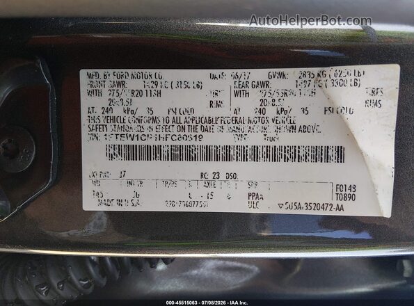 1FTEW1CP1HFC80619 2017 FORD F150 Gray Շարժիչի բաժամունքի տեսք