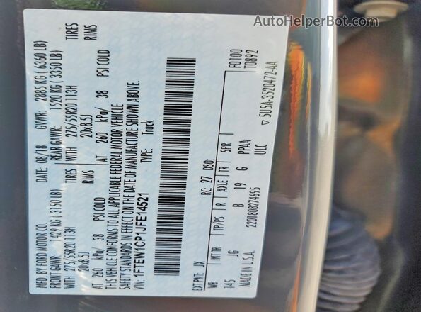 1FTEW1CP1JFE14521 2018 FORD F150 Gray Vista del compartimento del motor