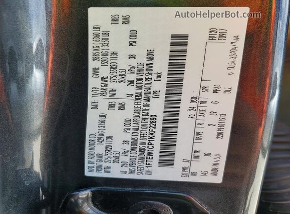 1FTEW1CP1KKF22890 2019 FORD F150 Gray ძრავის განყოფილების ხედი