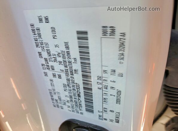 1FTEW1CP1MKD15337 2021 FORD F150 White Вид підкапотного простору
